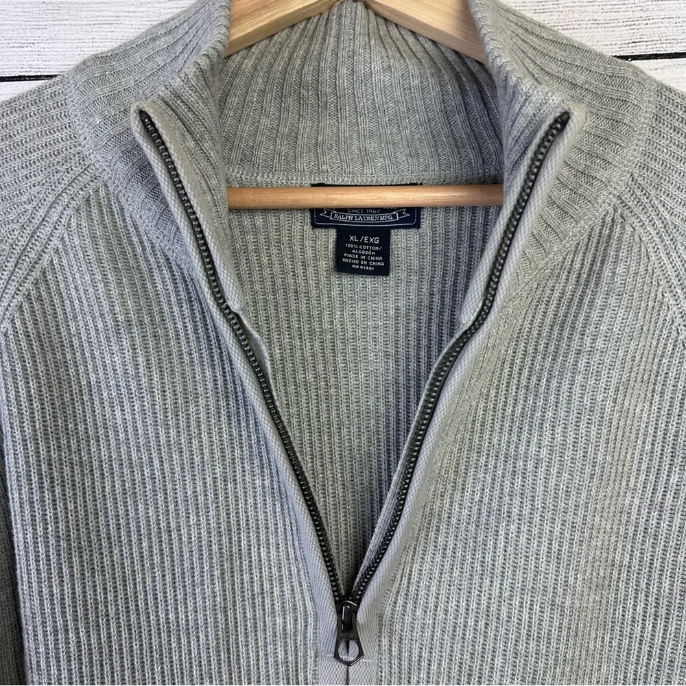 Vtg Polo Jeans Co Ralph Lauren Gray Pullover Collard Sweater Quarter Zip Size XL - Picture 4 of 7